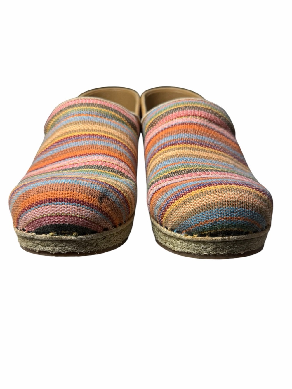 Dansko Slip On Shoes Jute Pro Weave Vegan Clog Rainbow Multi Stripe Sz 39 Nurse - Picture 6 of 16